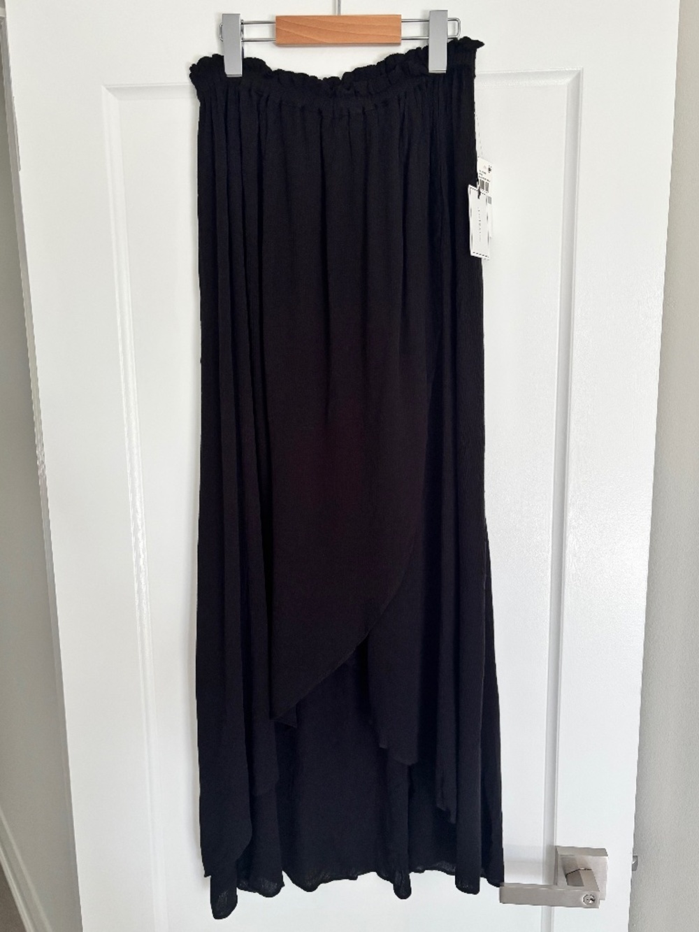 NWT 1.STATE Black Crinkle Gauze Front Wrap Maxi Skirt Women’s Size 1X